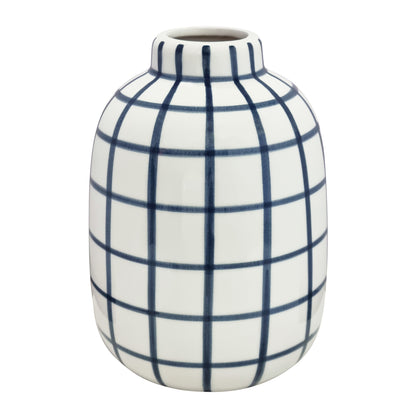 Wallace Check Vase 17x17x23.5cm Navy