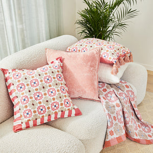 Zoe Cushion 35x55cm Bubblegum & White Multi