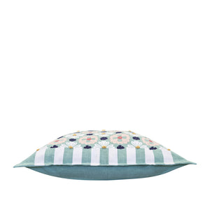 Zoe Cushion 50x50cm Peppermint & White Multi