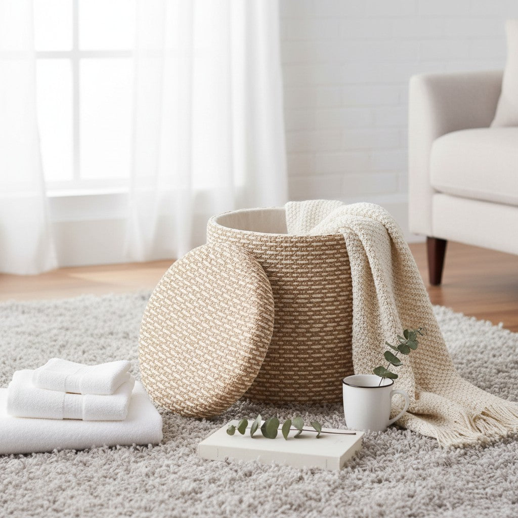 Renee Storage Ottoman 40x40x45cm Natural