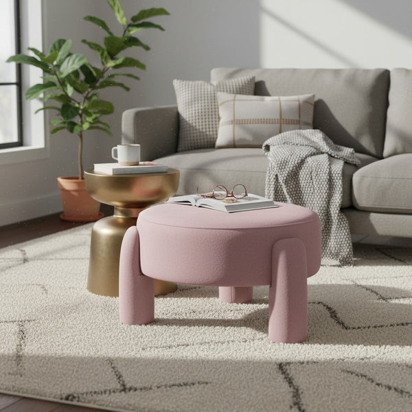 Cresent Velvet Stool 65x65x35cm Rich Blush