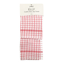 Load image into Gallery viewer, Elly 2 Pack Tea Towels 45x65cm Red
