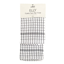 Load image into Gallery viewer, Elly 2 Pack Tea Towels 45x65cm Charcoal
