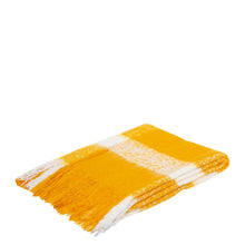 Load image into Gallery viewer, Wren Faux Mohair Throw 130x160cm Mustard &amp; White
