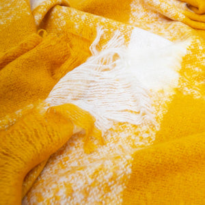 Wren Faux Mohair Throw 130x160cm Mustard & White
