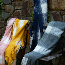 Load image into Gallery viewer, Wren Faux Mohair Throw 130x160cm Mustard &amp; White
