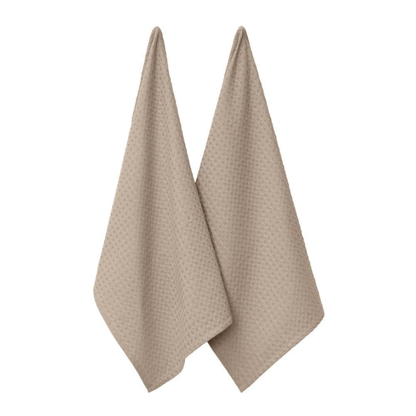 Waffle 2 Pack Tea Towels 50x70cm Sandstone