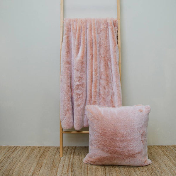Archie Faux Fur Cushion 50x50cm Soft Pink