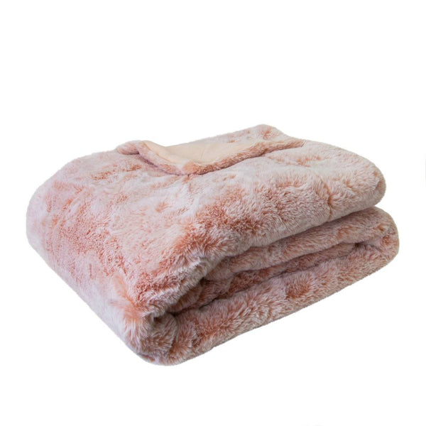 Archie Faux Fur Throw 130x160cm Soft Pink