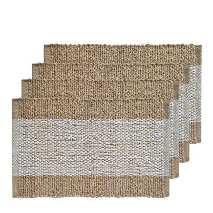 Blake Jute Placemat 4 pack 33x48cm White & Warm Taupe
