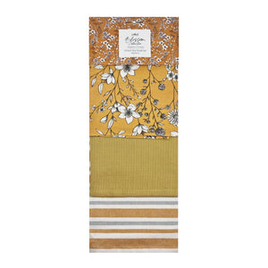 Blossom 3 Pack Tea Towel 50x70cm Mustard; ETA Early January