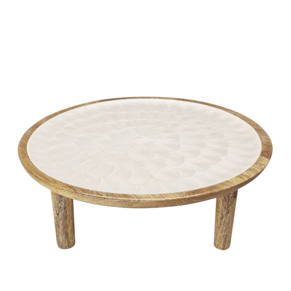 Como Footed Serving Plate 29x29x10cm Pearl Natural