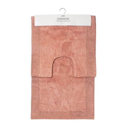 Dawson 2 Piece Bathmat Set 50x50cm & 50x80cm Clay Pink