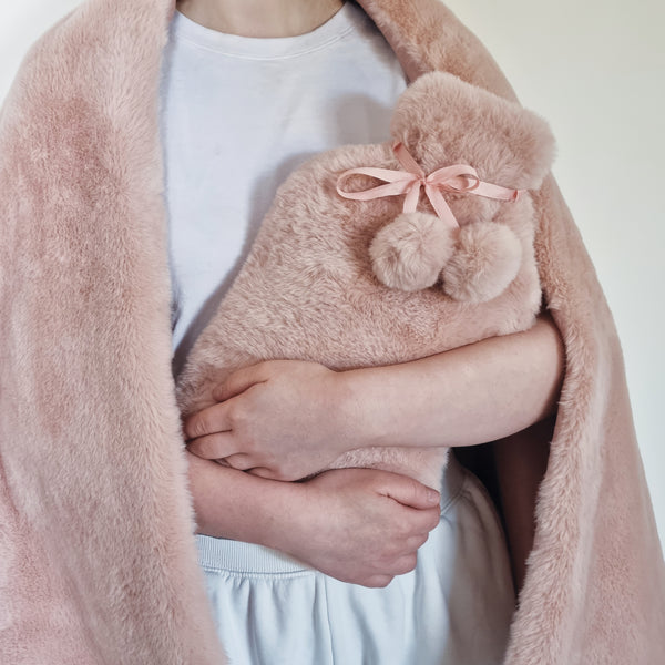 Holly Faux Fur Hotwater Bottle 37x22cm Rose