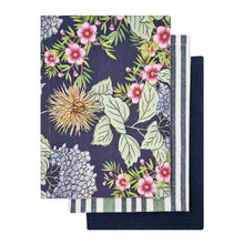 Load image into Gallery viewer, Hydrangea 3 Pack Tea Towel 50x70cm Navy
