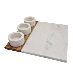 Kinsley Serving Board With Dip Bowls 30x30x5.5cm