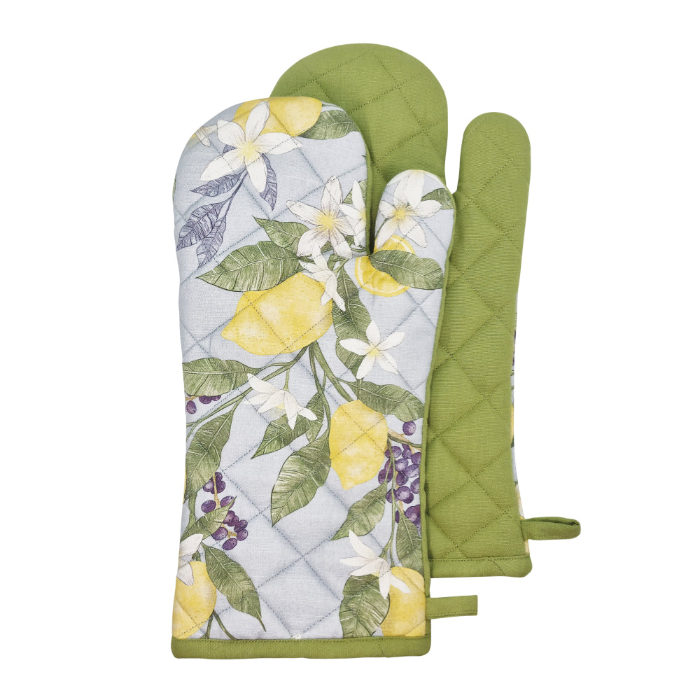 Lemon Oven Mitt 2pk 19x35cm Sky & Bayleaf