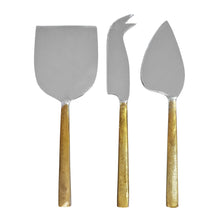 Load image into Gallery viewer, Milan Cheese Knives Set of 3 Silver &amp; Gold
