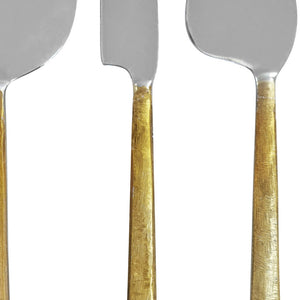 Milan Cheese Knives Set of 3 Silver & Gold