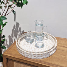Load image into Gallery viewer, Nacre Round Serving Trays Set of 2 dia 35.5 x h 4.5cm &amp; dia 40.5 x h 5cm Pearl
