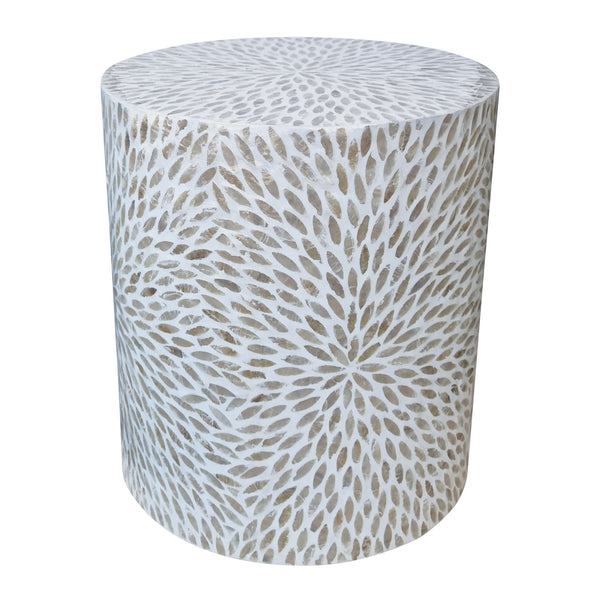 Nacre Drum Side Table dia40 x h45cm Pearl