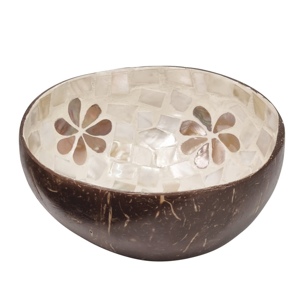Nacre Flower Coconut Bowl 14x15x6cm Pearl