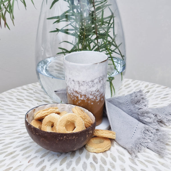 Nacre Flower Coconut Bowl 14x15x6cm Pearl