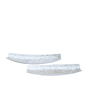 Nacre Long Serving Trays Set of 2 52x12xh6cm & 60x16xh8cm Pearl