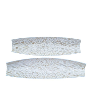 Nacre Long Serving Trays Set of 2 52x12xh6cm & 60x16xh8cm Pearl