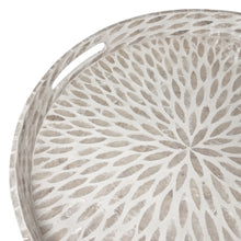 Load image into Gallery viewer, Nacre Round Serving Trays Set of 2 dia 35.5 x h 4.5cm &amp; dia 40.5 x h 5cm Pearl

