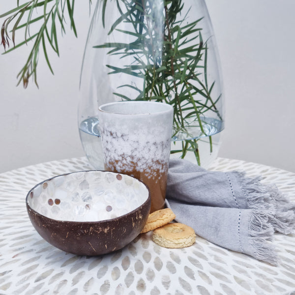 Nacre Spotted Coconut Bowl 14x15x6cm Pearl