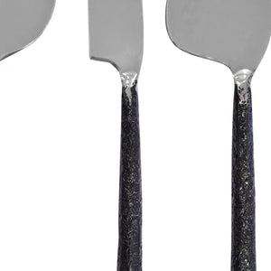 Nina Cheese Knives Set of 3 Silver & Black