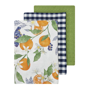Orange 3 Pack Tea Towel 50x70cm White Multi