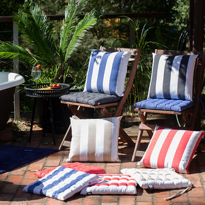 Outdoor Stripe Chair Pad 40x40cm Blue