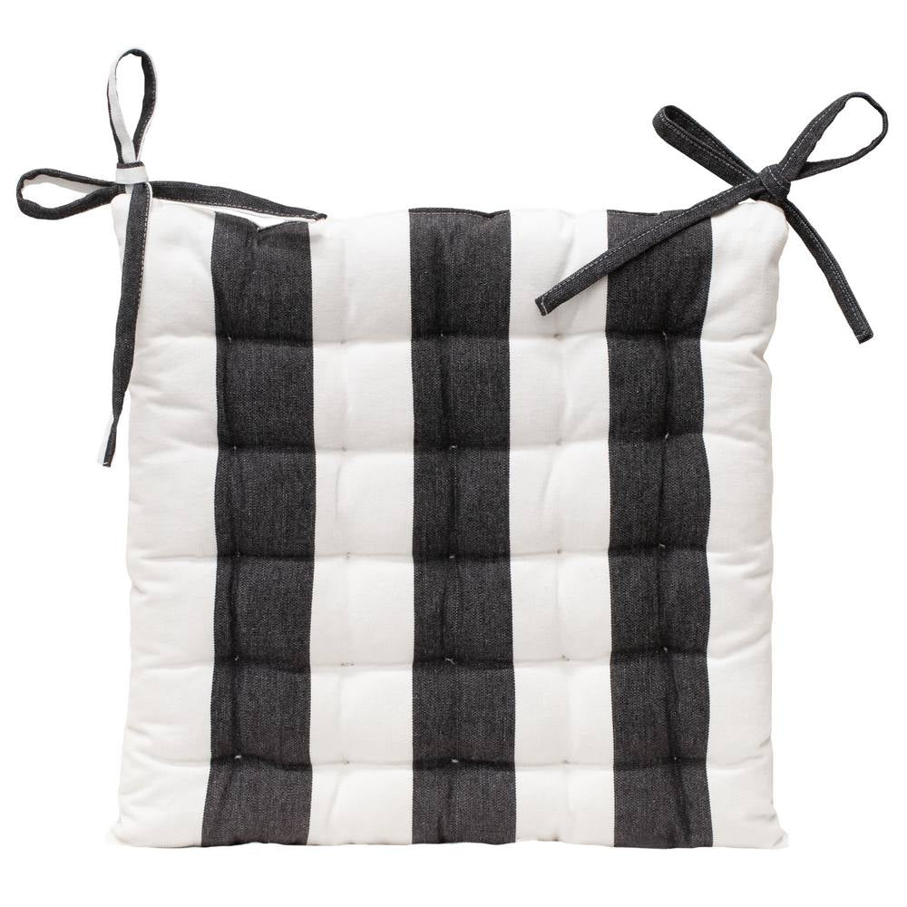 Outdoor Stripe Chair Pad 40x40cm Black
