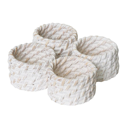 Pacifica Rattan Napkin Ring Set of 4 Whitewash