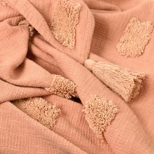 Quinn Textured Throw 130x160cm Clay Pink & Soft Pink