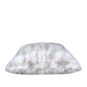 White Lynx Faux Fur Cushion 50x50cm Ivory & Silver Grey