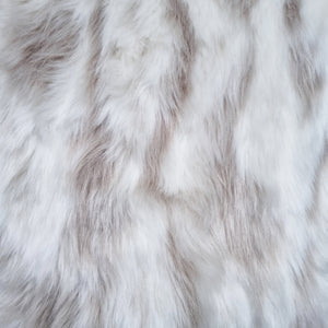 White Lynx Faux Fur Cushion 50x50cm Ivory & Silver Grey